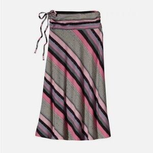 Womens Patagonia Kamala Pink Stripe Jersey Midi Skirt XL - wear two ways!